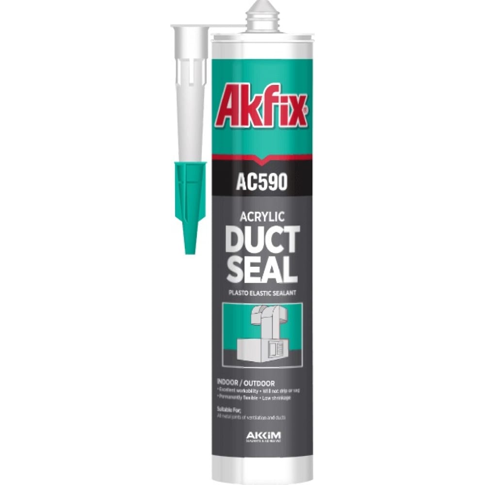 Акриловый герметик для вентиляционных каналов Akfix AC590, серый, 310 мл AC591 акриловый герметик для вентиляционных каналов akfix