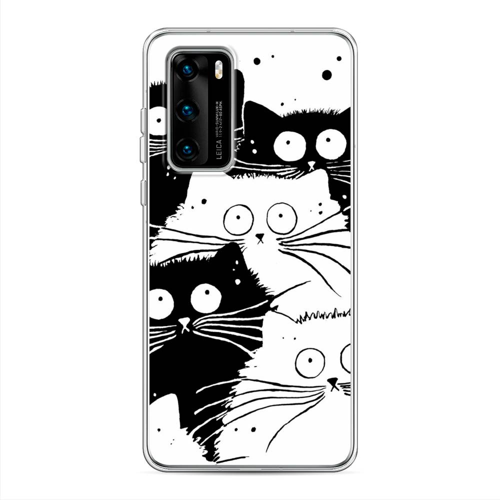 

Чехол Awog на Huawei P40 "Коты черно-белые", Черный;белый, 610850-2