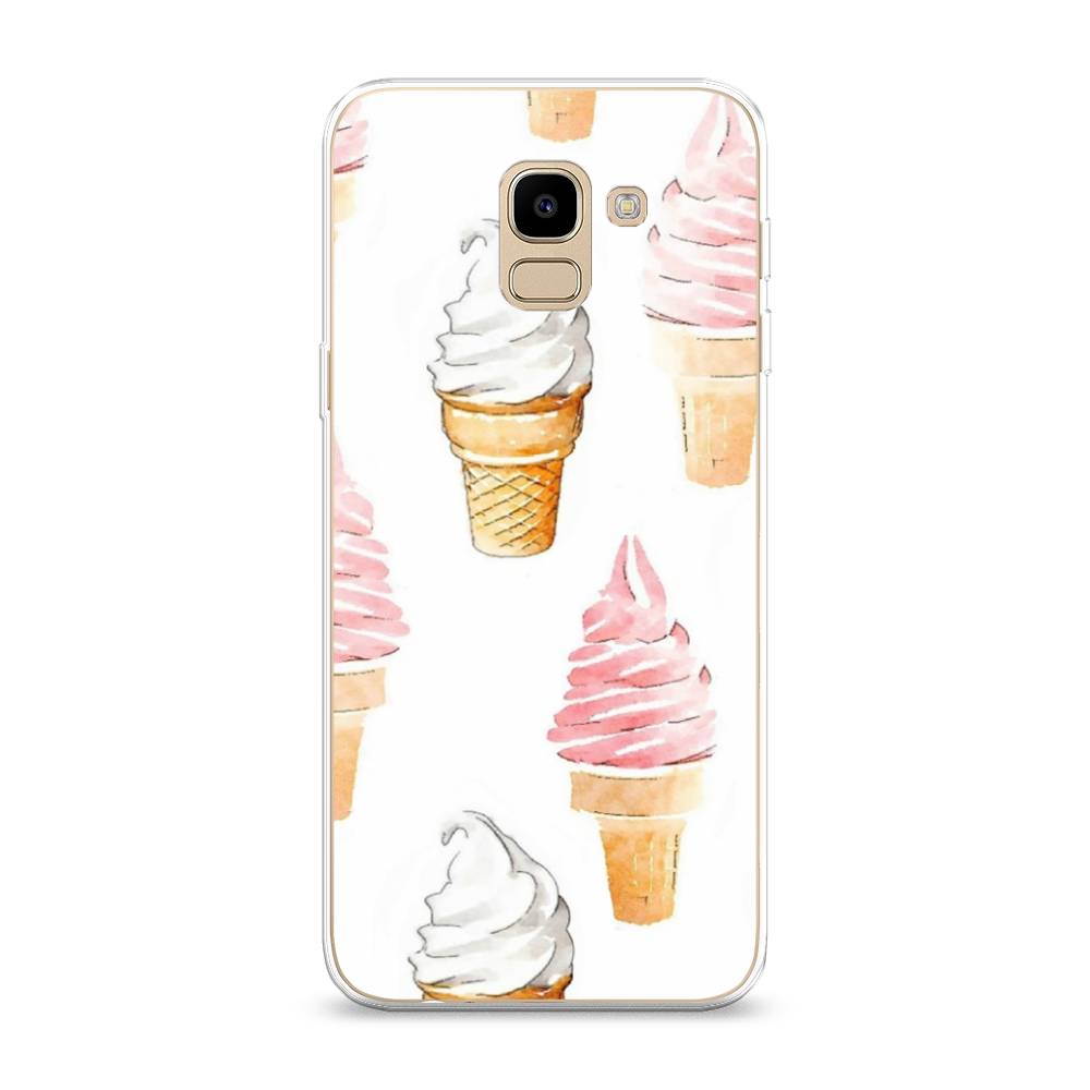 

Чехол Awog на Samsung Galaxy J6 2018 "Нарисованное мороженое", Белый;розовый, 26150-10