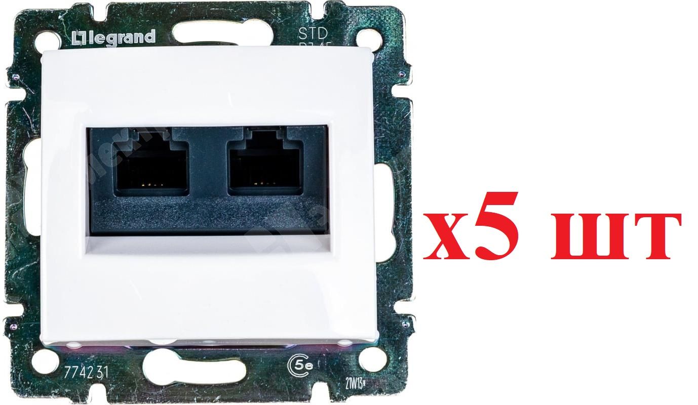 

Legrand Valena Бел Розетка комп(RJ45) 2-ая 5 кат UTP 774231 (5шт), Белый, Valena_774231_5