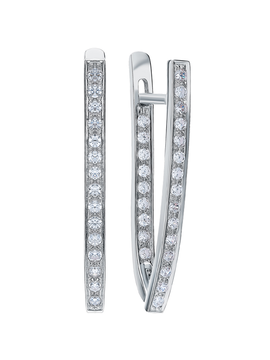 

Серьги из серебра АУ-РУМопт 72273, фианит, 72273