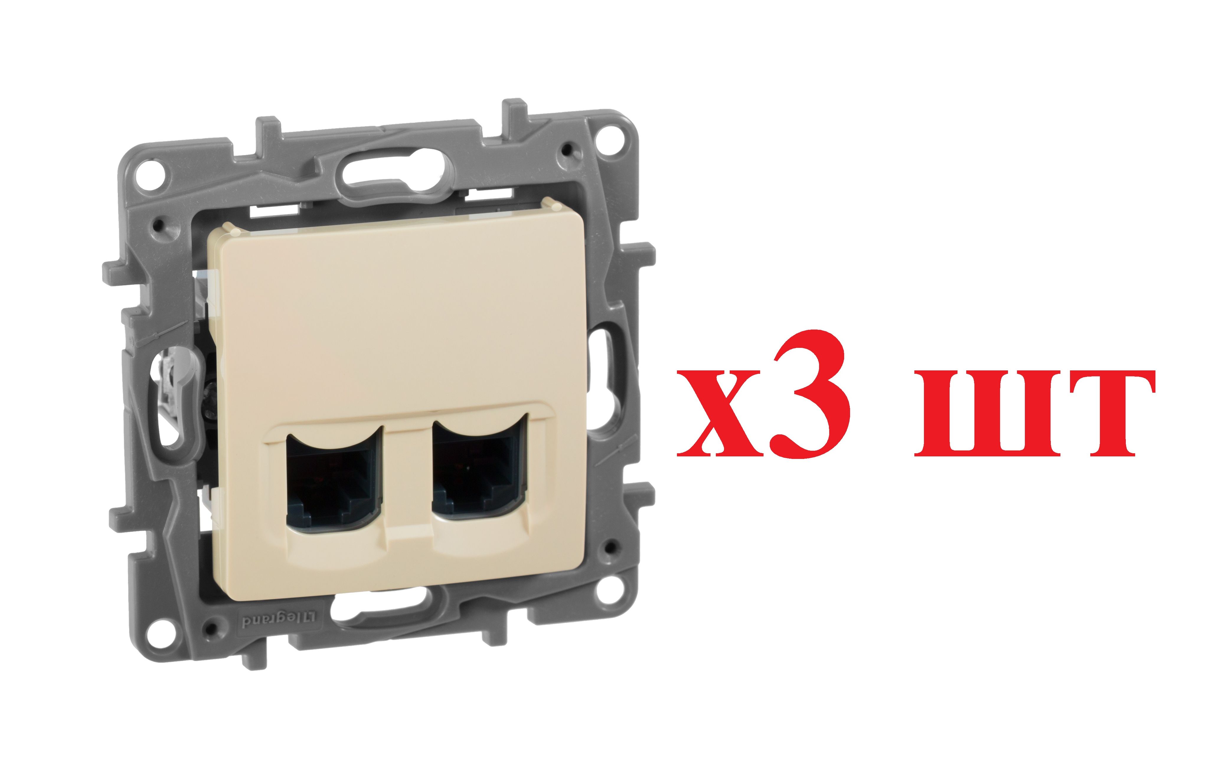 

Legrand Etika Сл.кость Розетка компьютерная 2-ая RJ45, категория 5е UTP 672355 (3шт), Бежевый, RJ-45 Ethernet_3