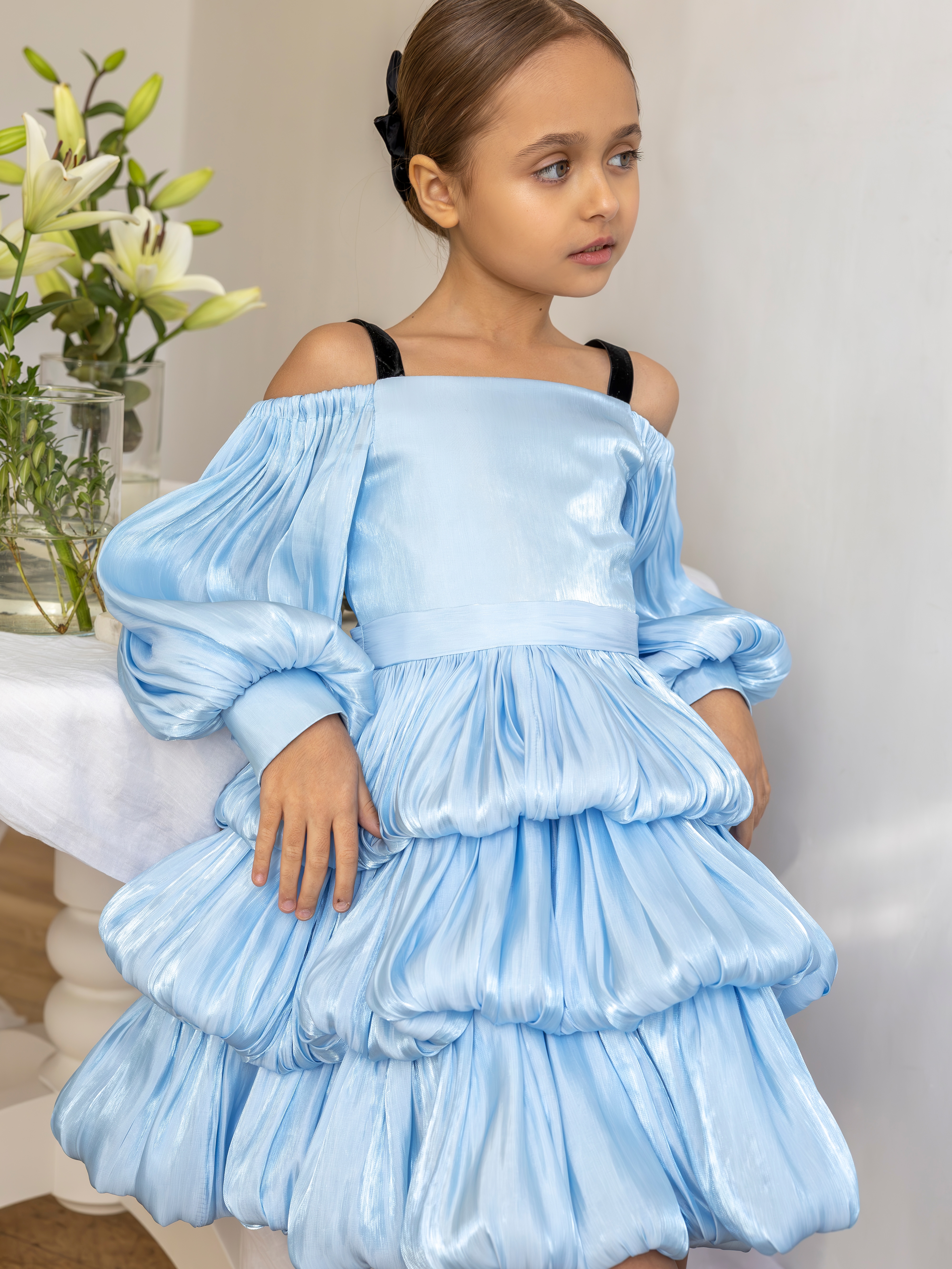 Платье детское Роскошь с детства Моти, голубой, 134