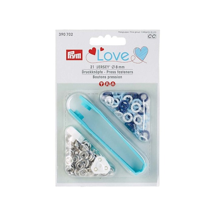 

Кнопки Джерси Prym Love, синий, белый, голубой, 8 мм, 21 шт.
