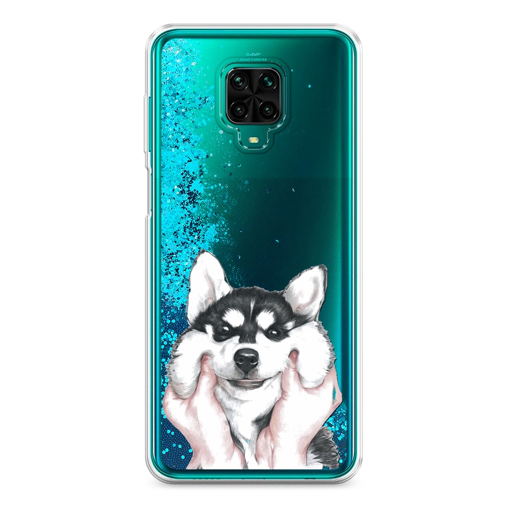 фото Жидкий чехол с блестками "щечки хаски" на xiaomi redmi note 9 pro awog