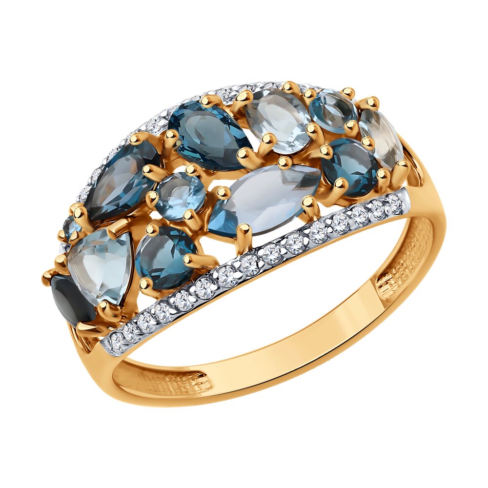 

Кольцо из золота р.  Diamant 51-310-02172-1, фианит\топаз, 51-310-02172-1