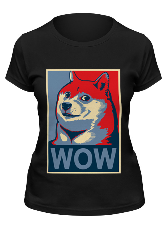 

Футболка женская Printio Wow doge черная M, Черный, Wow doge