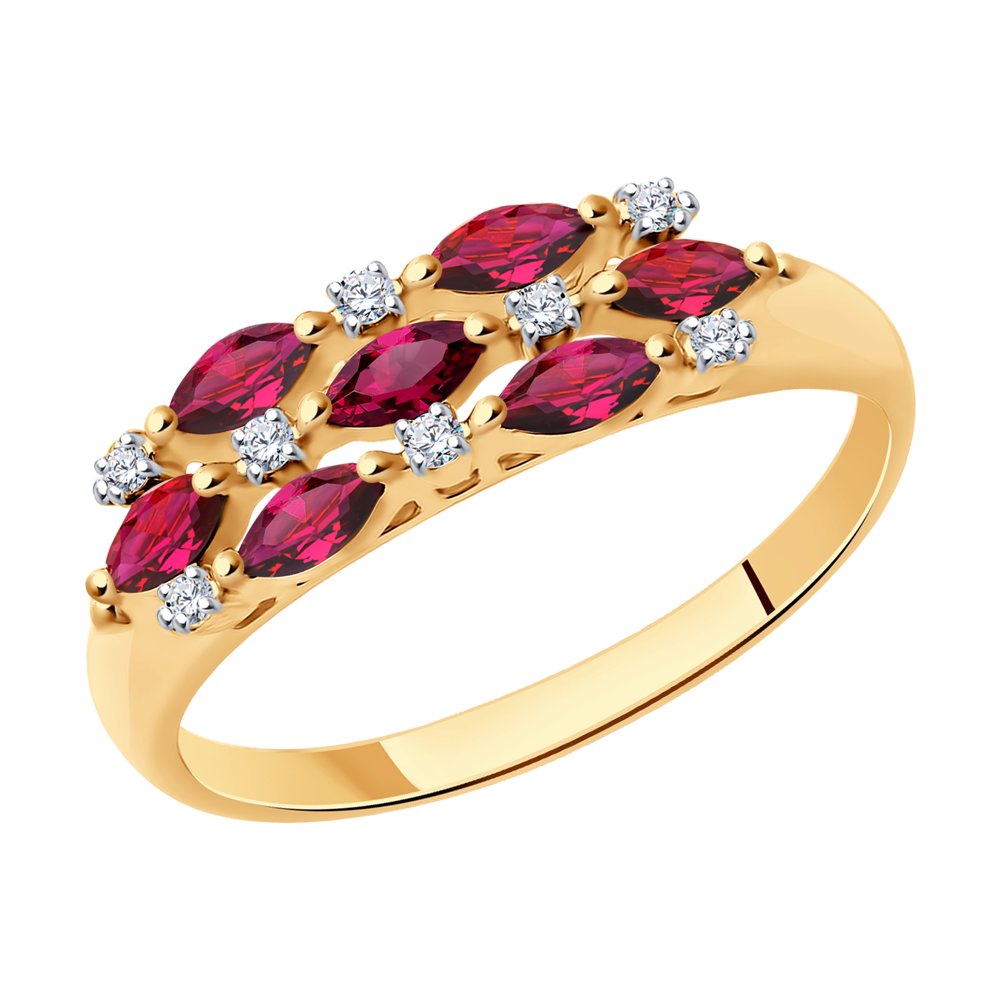 

Кольцо из красного золота с бриллиантом/рубином р. 19 SOKOLOV Diamonds 4010033, 4010033