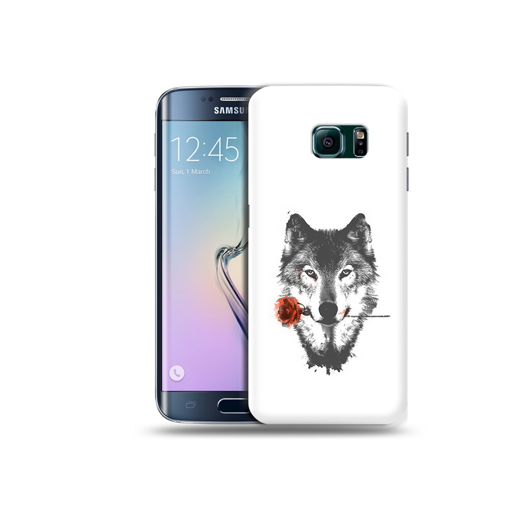 Чехол MyPads Tocco для Samsung Galaxy S6 Edge волк с розой