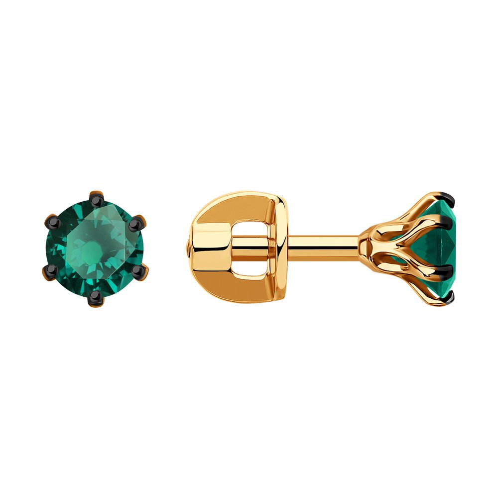 

Серьги пусеты из красного золота SOKOLOV Diamonds 3020506, изумруд, 3020506