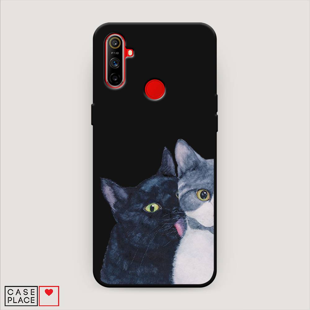 

Матовый силиконовый чехол "Кошачья любовь" на Realme C3, 253052-1