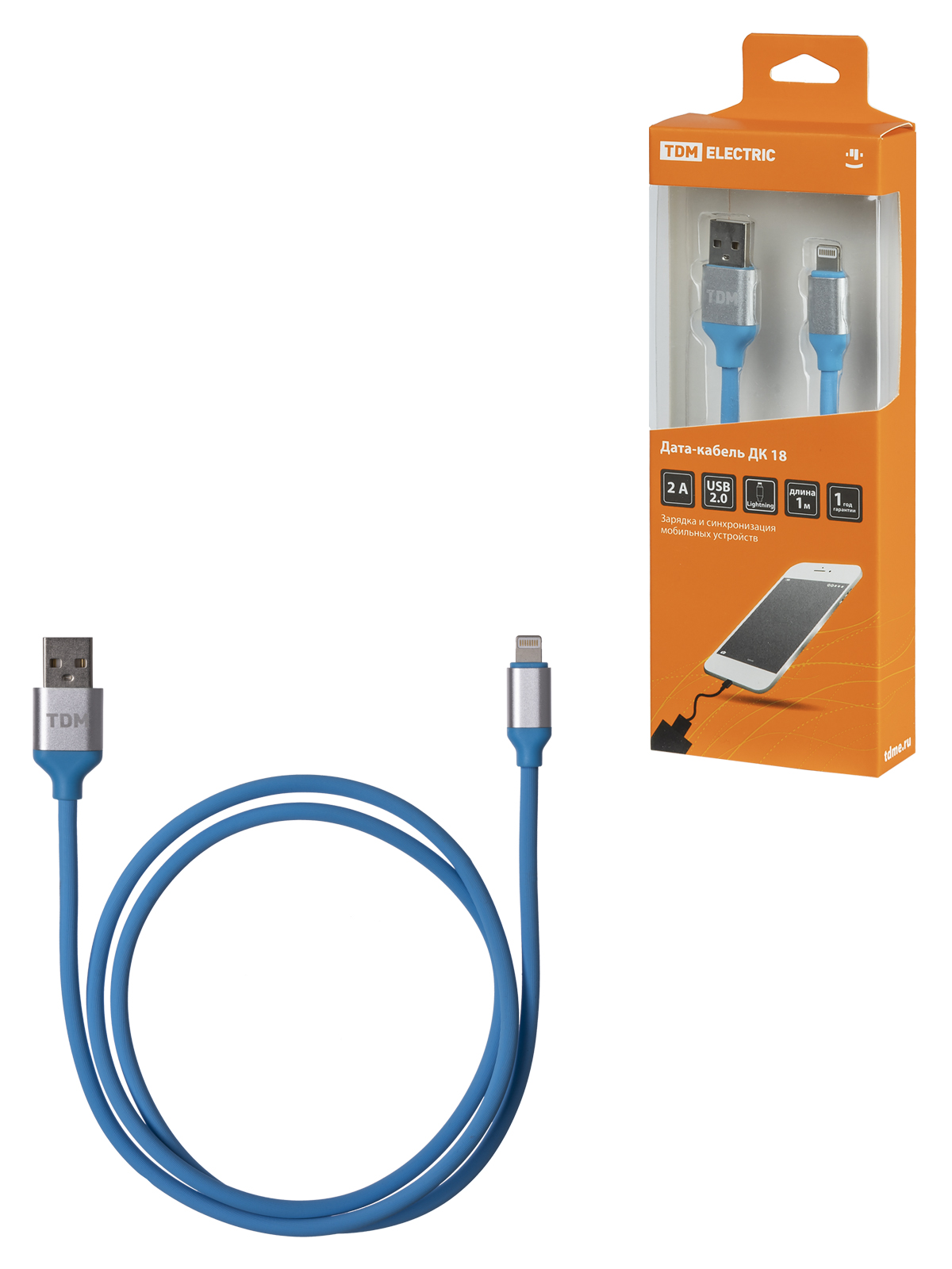 Кабель Lightning-USB Tdm Electric 1 м голубой