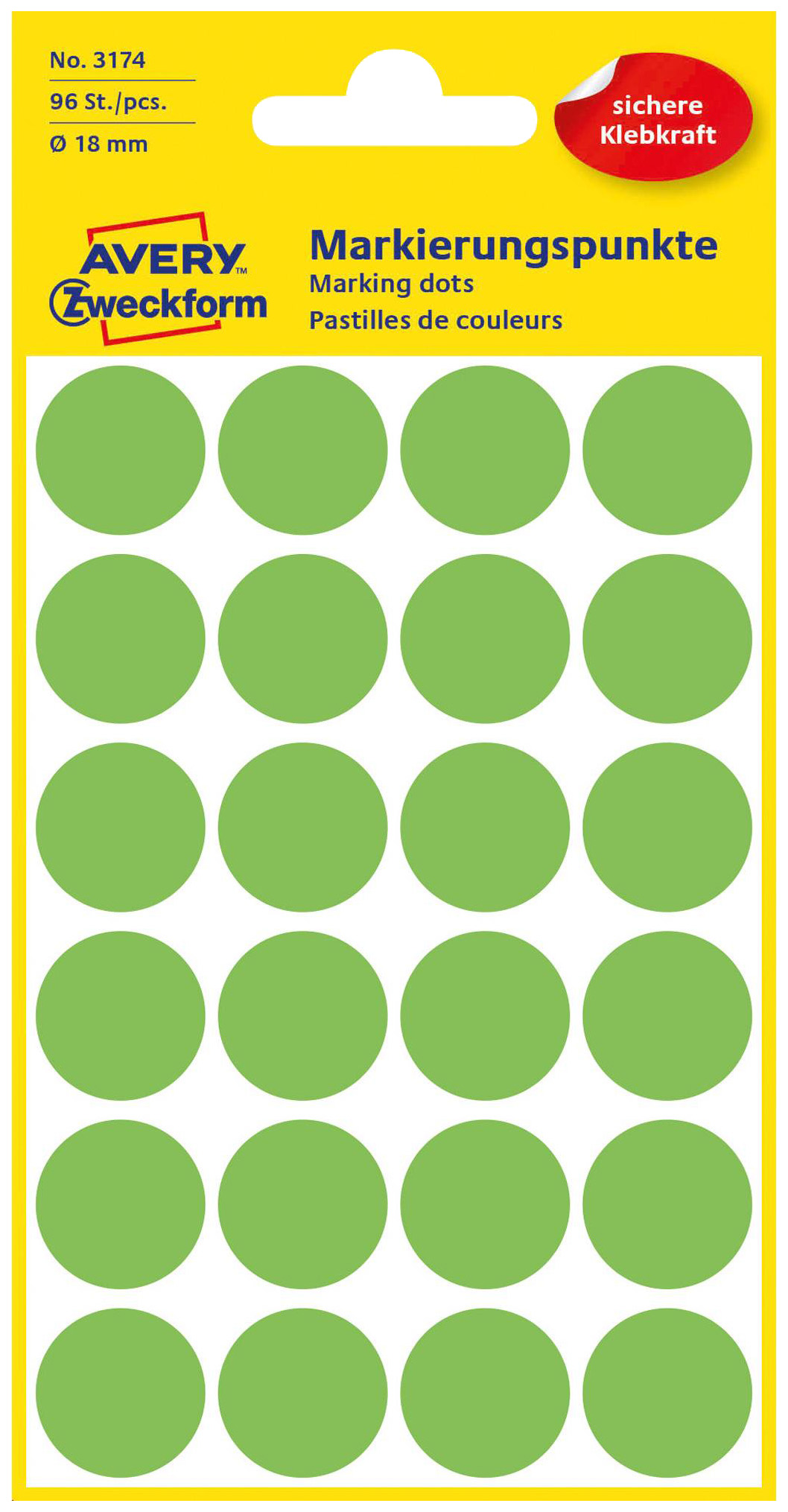 фото Этикетки-точки avery zweckform, для выделения, круглые, d-18 мм, 96 штук, 4 листа