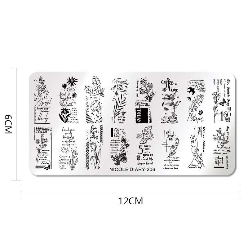 Пластина для стемпинга Nicole Diary 12 х 6 см 51041 ND-206