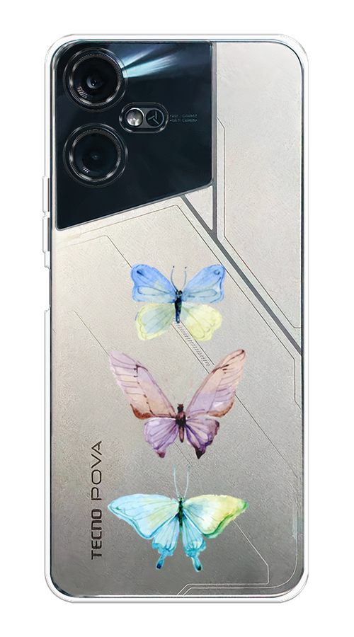 

Чехол на Tecno Pova Neo 3 "Акварельные бабочки", Бирюзовый;розовый, 304450-1