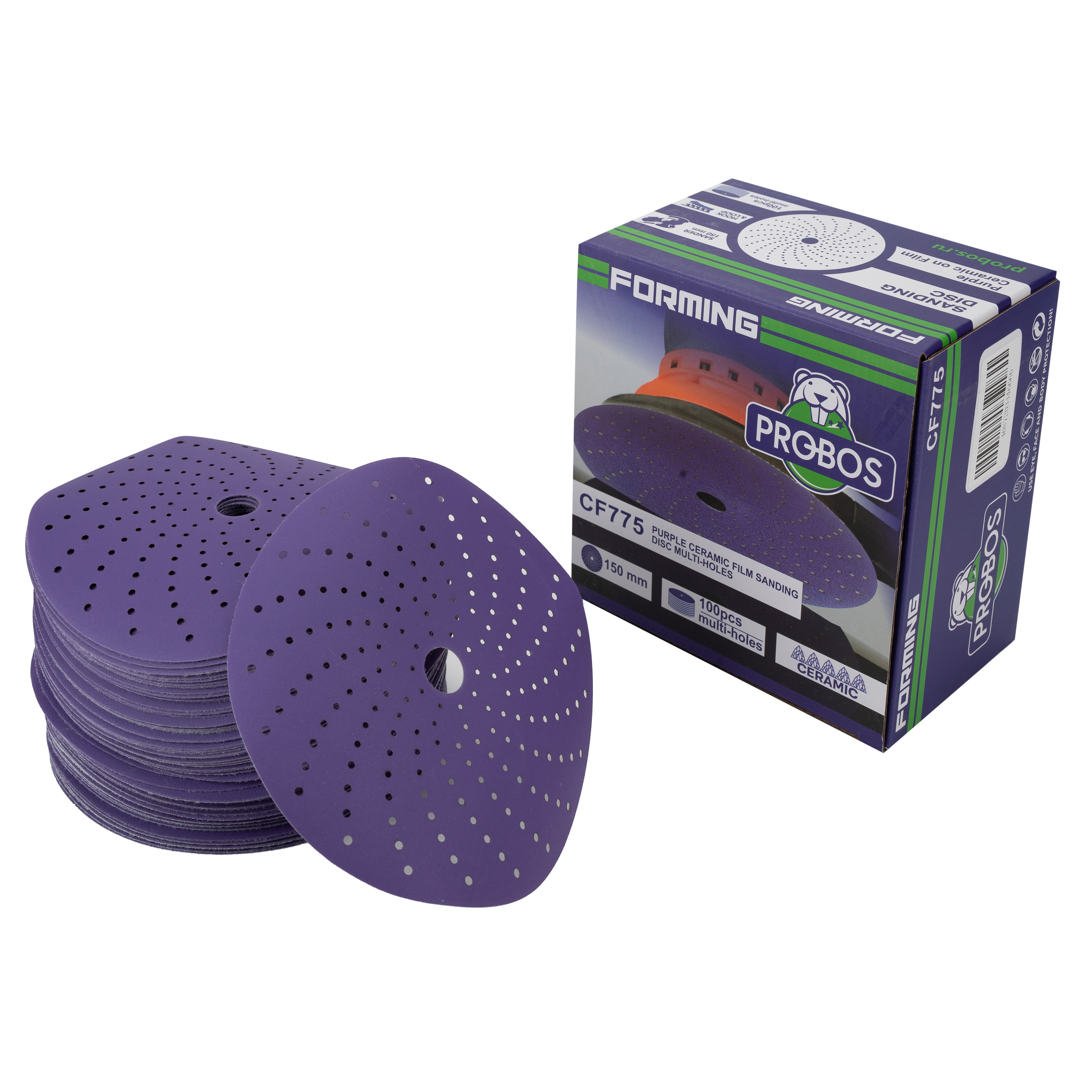 Круг шлифовальный c мультипылеотводом Purple PROBOS Hookit CF775, P320, 150 мм