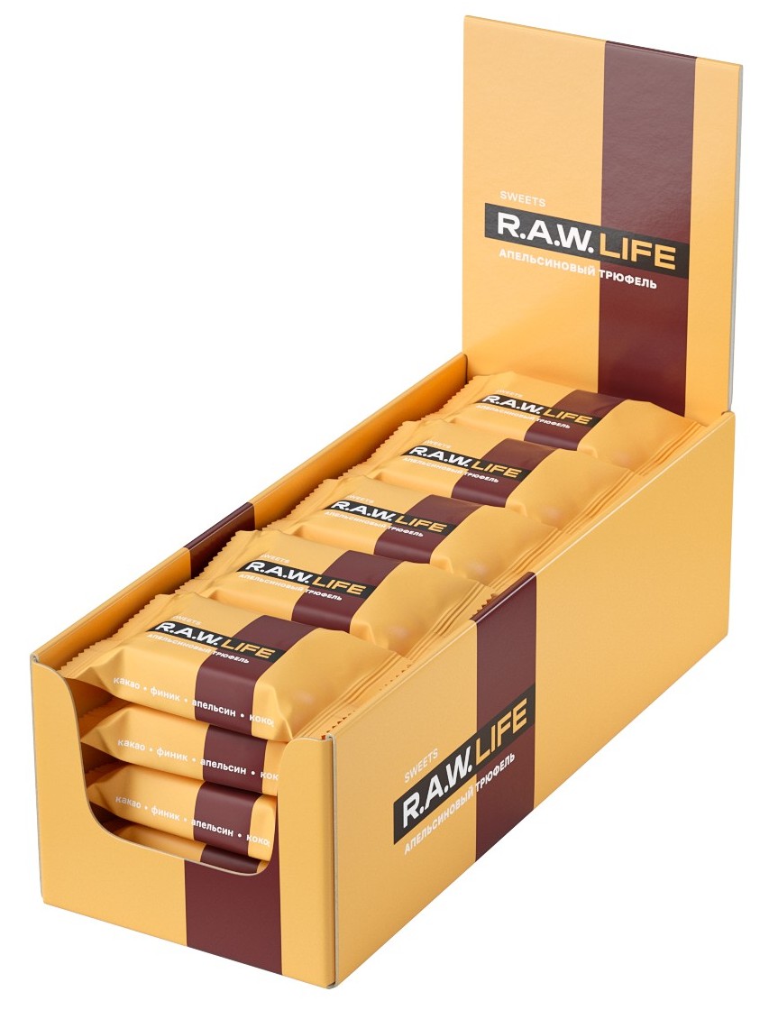 фото R.a.w. life sweets конфеты (коробка 20шт) (апельсиновый трюфель)