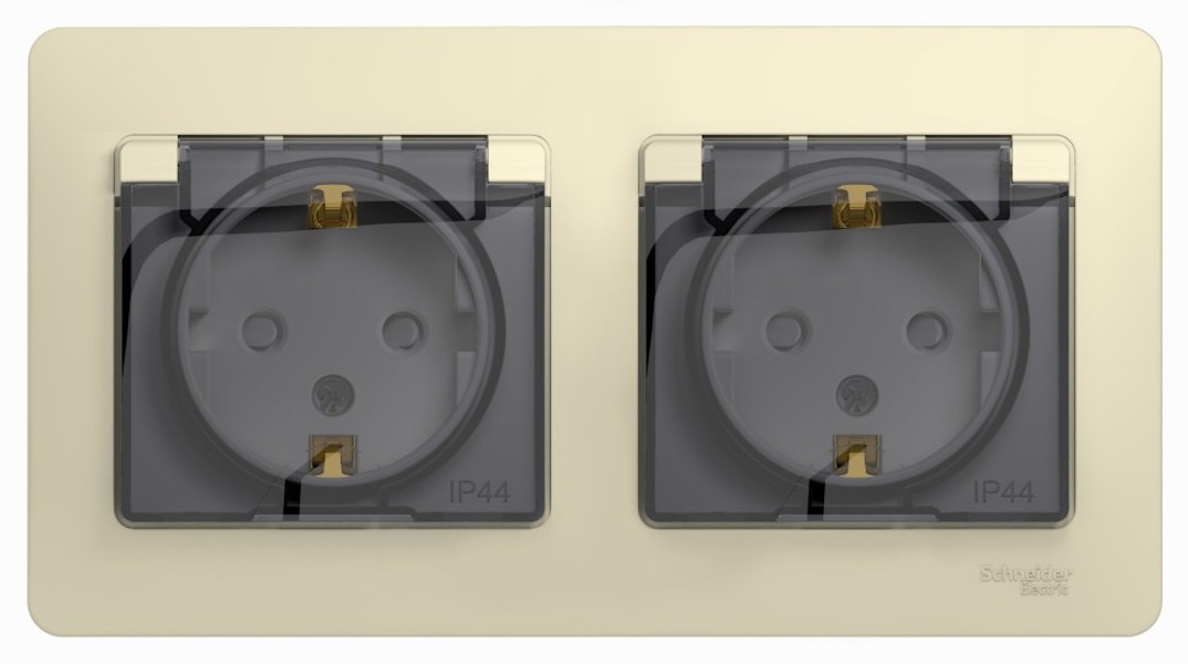

Systeme Electric Glossa Беж Розетка 2-ая с/з, со шторками, в сборе, IP44 GSL000247 (3шт), Бежевый, Glossa_3