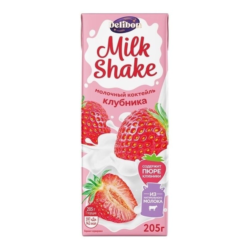 

Молочный коктейль Delibon клубника 2,5% 205 г