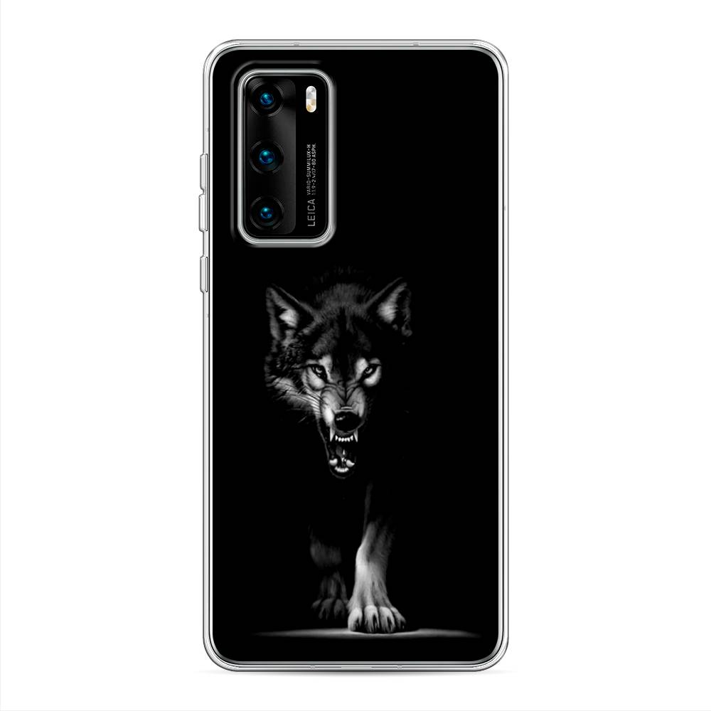 

Чехол Awog на Huawei P40 "Волк выходит из ночи", Серый;черный;белый, 610850-1