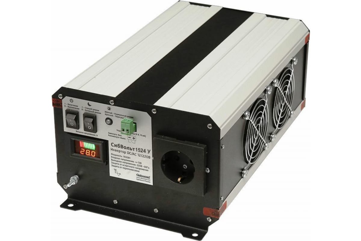 Инвертор DC-AC, 24В/1500Вт СибВольт 1524