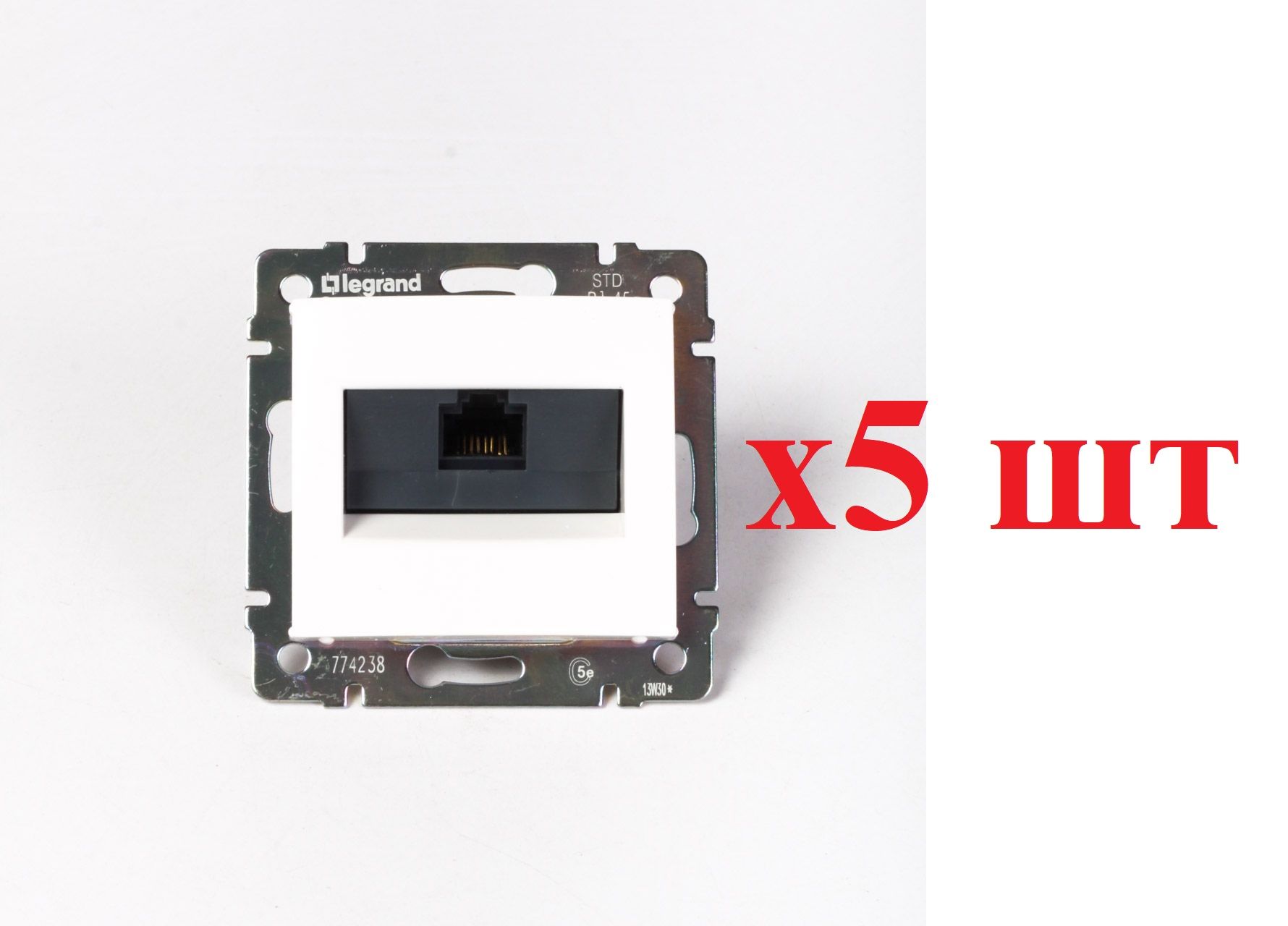 

Legrand Valena Бел Розетка комп(RJ45) 1-ая 5кат.крепление винт.(без лапок) 774238 (5шт), Белый, Valena_5