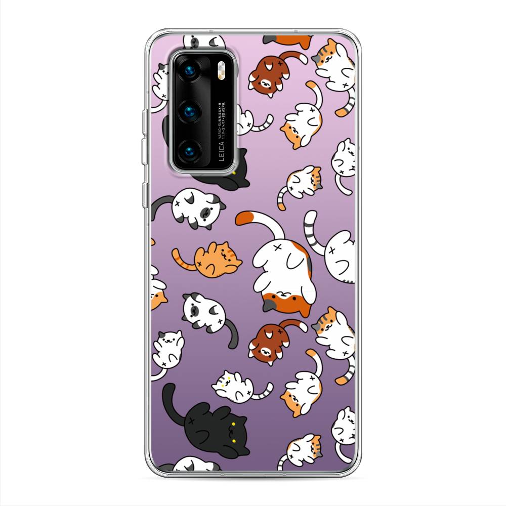 

Чехол Awog на Huawei P40 "Котопад", Фиолетовый;белый, 610850-7