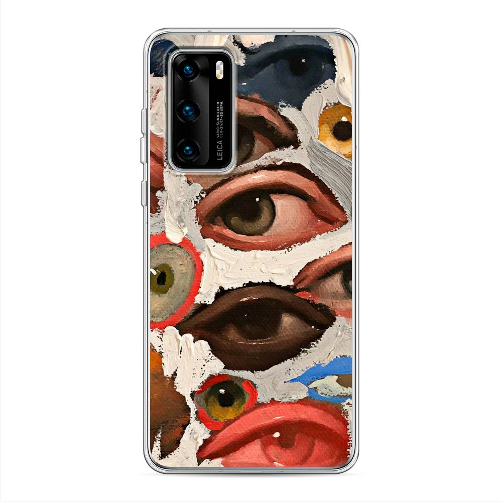 

Чехол Awog на Huawei P40 "Глаза масляная живопись", Серый;бежевый;красный, 610850-7