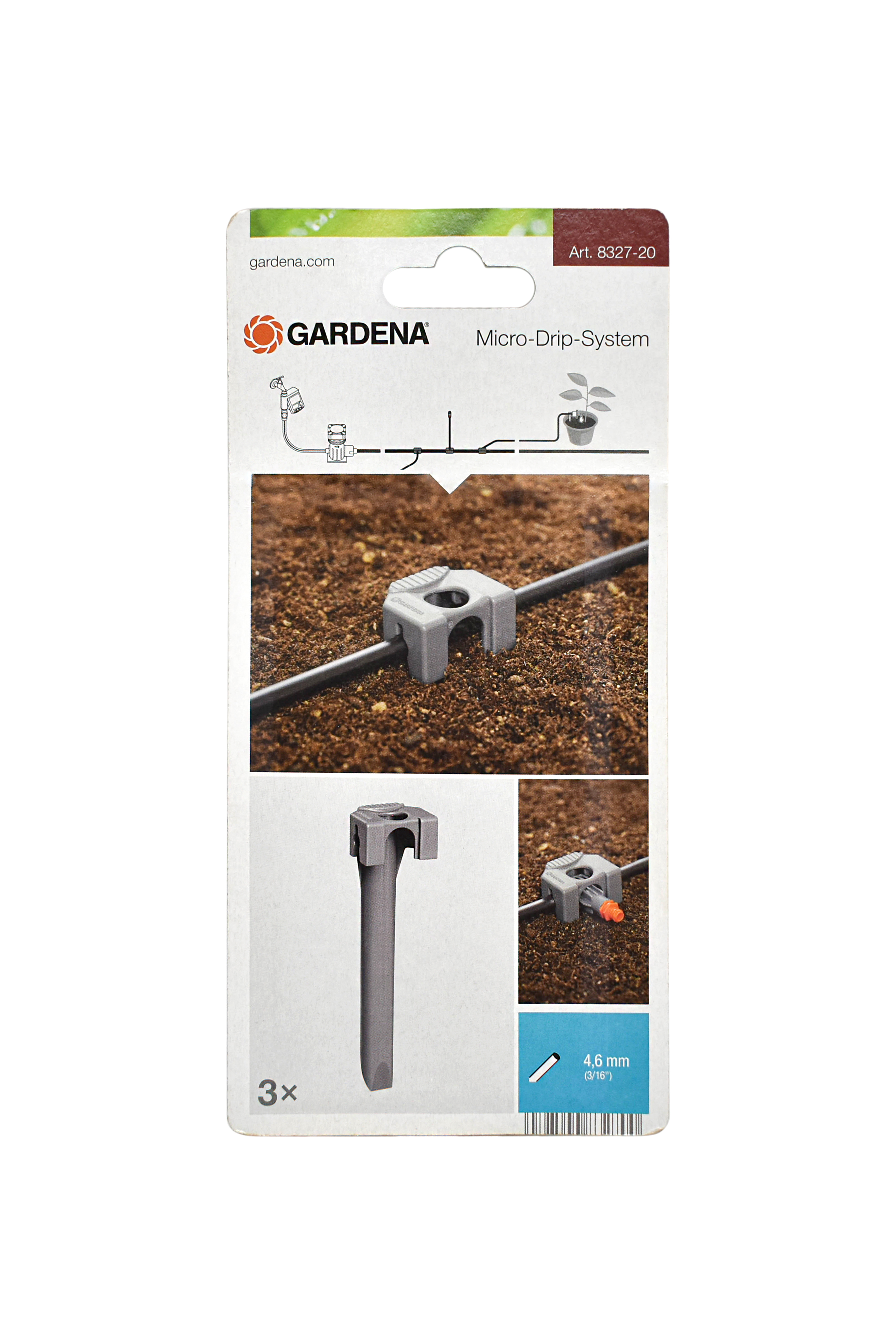 Направляющая для капельного шланга Gardena D 4,6mm 3/16 08327-20.000.00, комплект 3 шт.