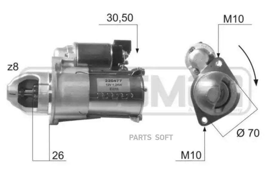 

Стартер ERA 12V 1,2 Kw 220477