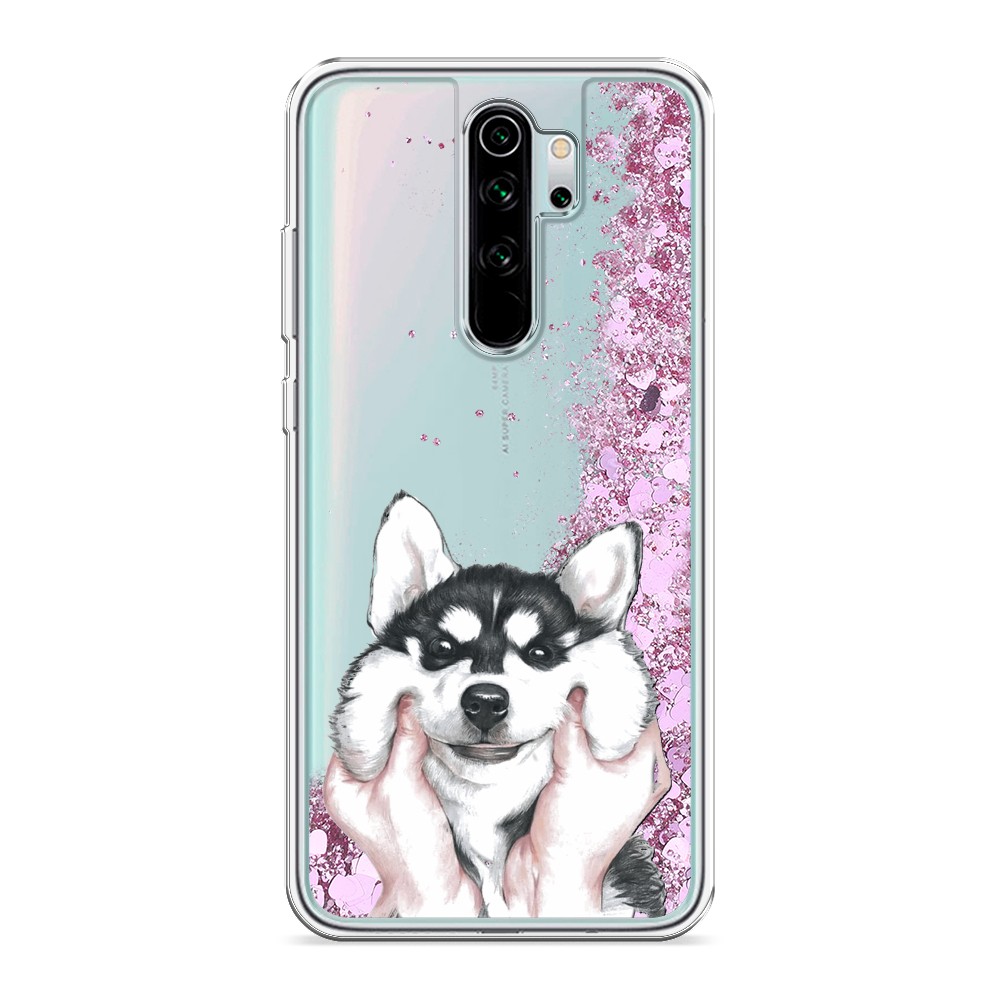 

Жидкий чехол с блестками "Щечки хаски" на Xiaomi Redmi Note 8 Pro