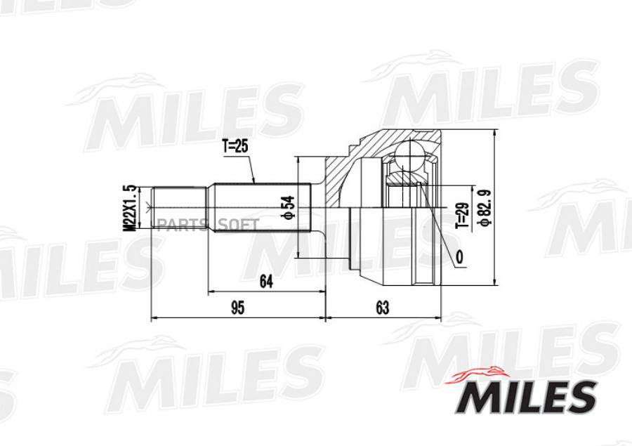 

Шрус Mitsubishi Carisma 1.6-1.9Td 96-99 Нар. Miles GA20248