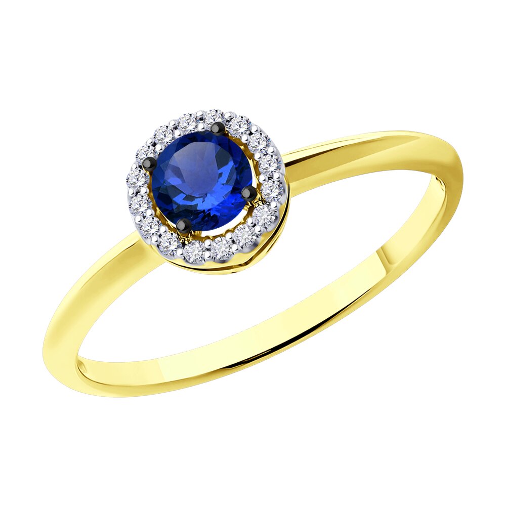 

Кольцо из золота р. 17,5 Diamant 53-210-01772-1, бриллиант\сапфир, 53-210-01772-1