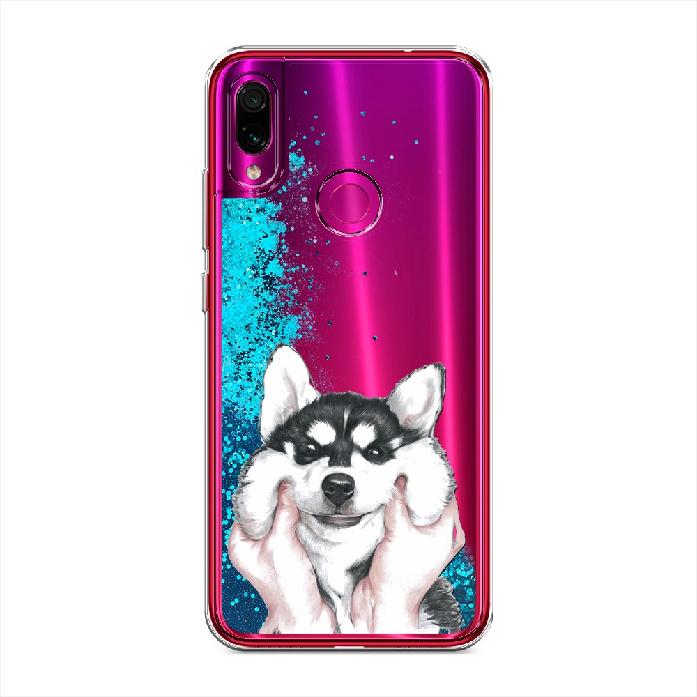 

Жидкий чехол с блестками "Щечки хаски" на Xiaomi Redmi Note 7