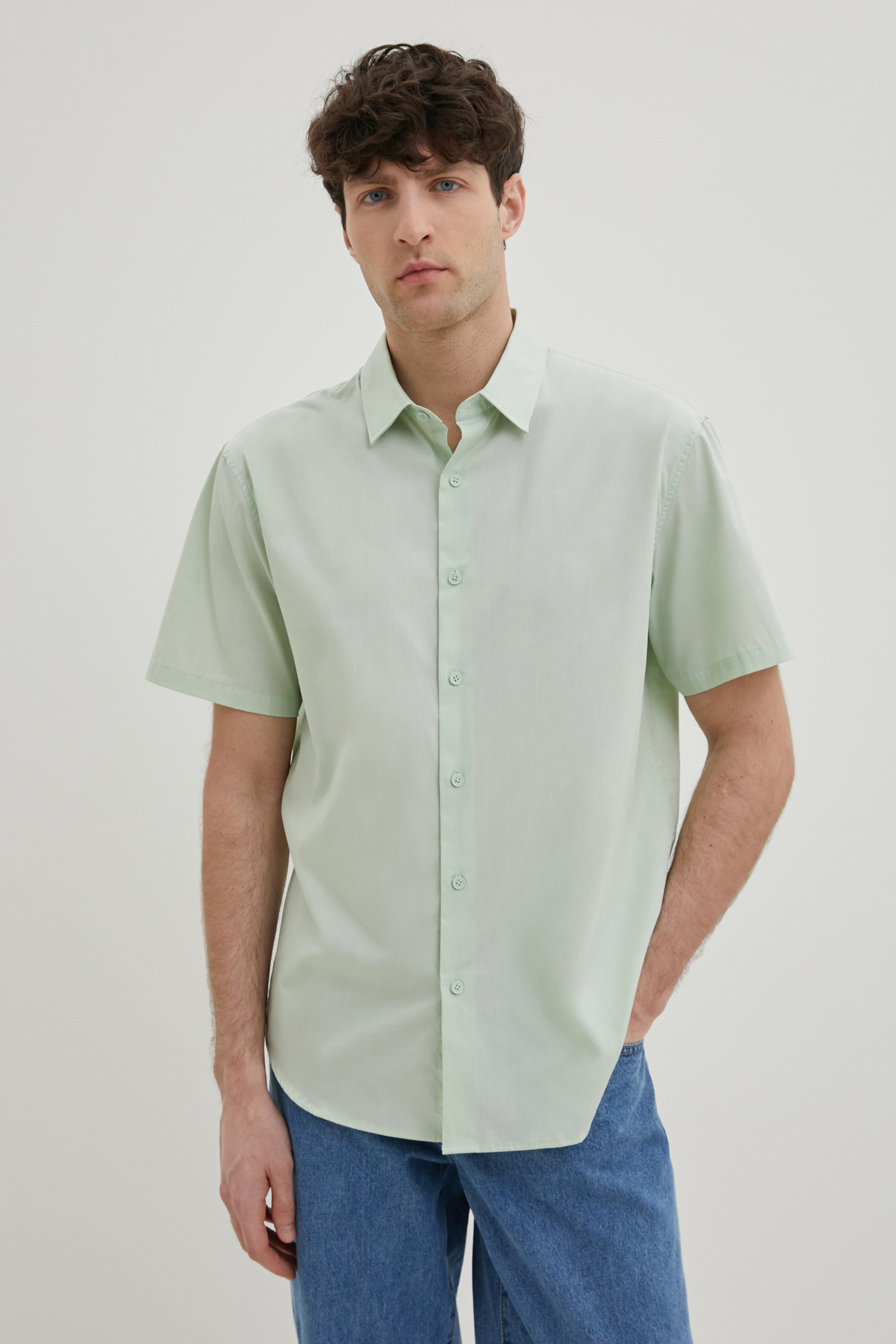 Рубашка мужская Finn Flare FBE210100 зеленая L