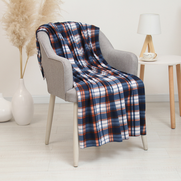 Плед Клетка 100х150см, коричневый, флис 150г/м, пэ100%