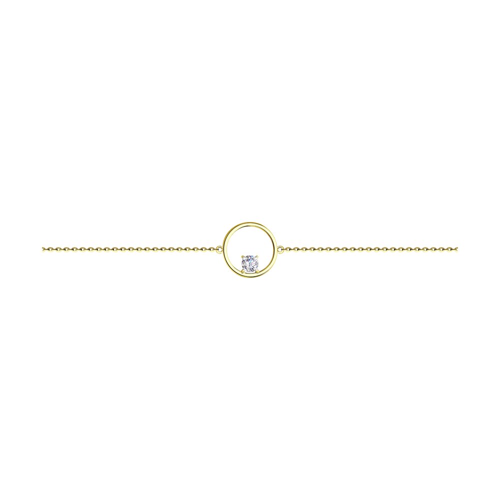 Браслет из желтого золота р. 16 Diamant 53-150-00977-1, фианит