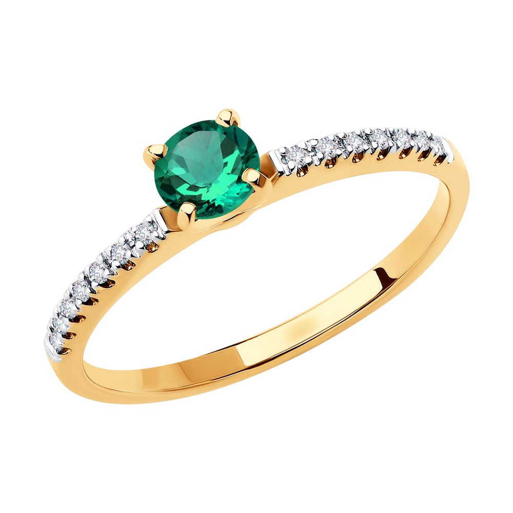 

Кольцо из золота р. 18 SOKOLOV Diamonds 3010589, бриллиант\изумруд, 3010589