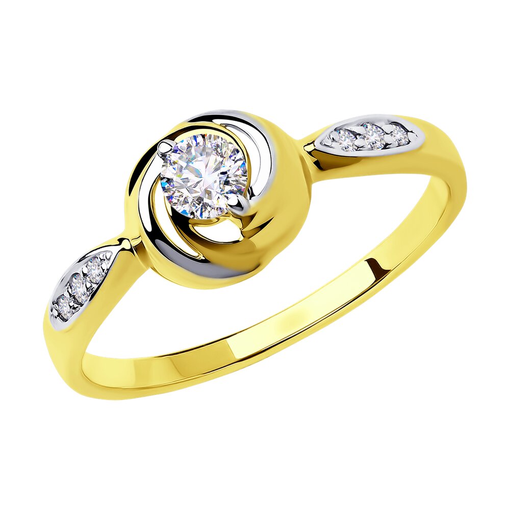 

Кольцо из желтого золота р.  Diamant 53-110-00378-1, фианит, 53-110-00378-1
