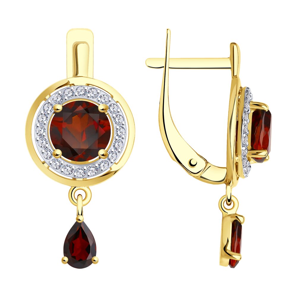 

Серьги из желтого золота Diamant 53-321-01426-1, фианит\гранат, 53-321-01426-1