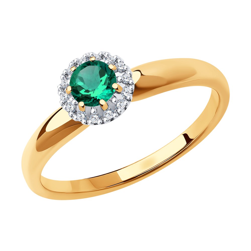 

Кольцо из золота р. 19 SOKOLOV Diamonds 3010587, бриллиант\изумруд, 3010587