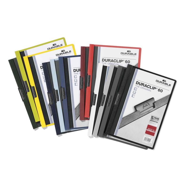 

Папка с клипом Durable Duraclip, до 60 листов, А4, ПВХ Ассорти
