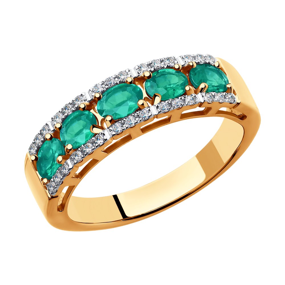 

Кольцо из золота р. 21 SOKOLOV Diamonds 3010527, бриллиант\изумруд, 3010527