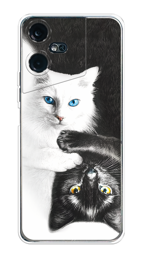 

Чехол на Tecno Pova Neo 3 "Коты Инь-Янь", Черный;белый;голубой, 304450-1