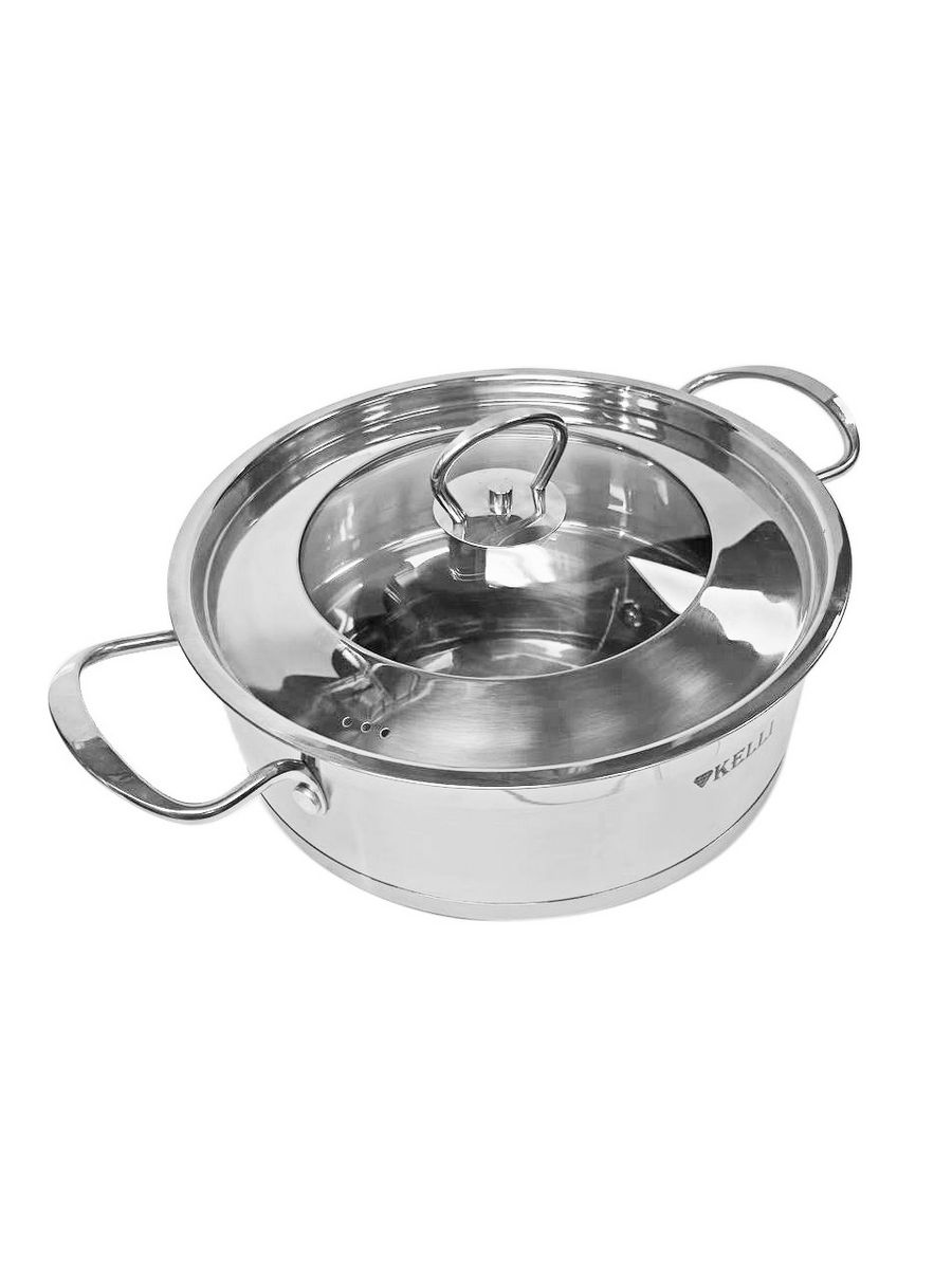 

Жаровня из нержавеющей стали Kelli KL-4719 24см 3.5л, Серебристый, KL-4719