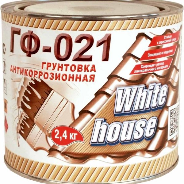 фото Грунтовка гф-021 white house антикоррозионная серая 2,4 кг