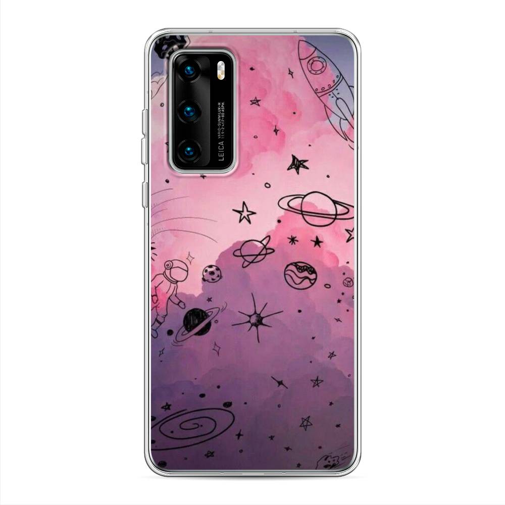 

Чехол Awog на Huawei P40 "Радуга планет 3", Черный;розовый, 610850-4