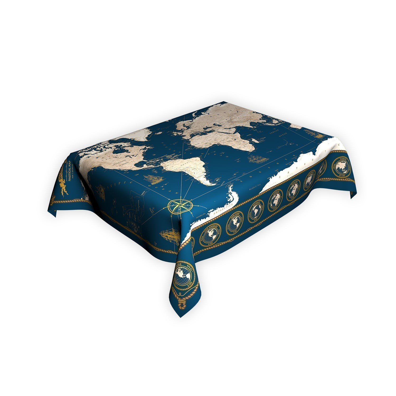 фото Скатерть "карта мира в морском стиле" синяя, 120*145 см globusoff