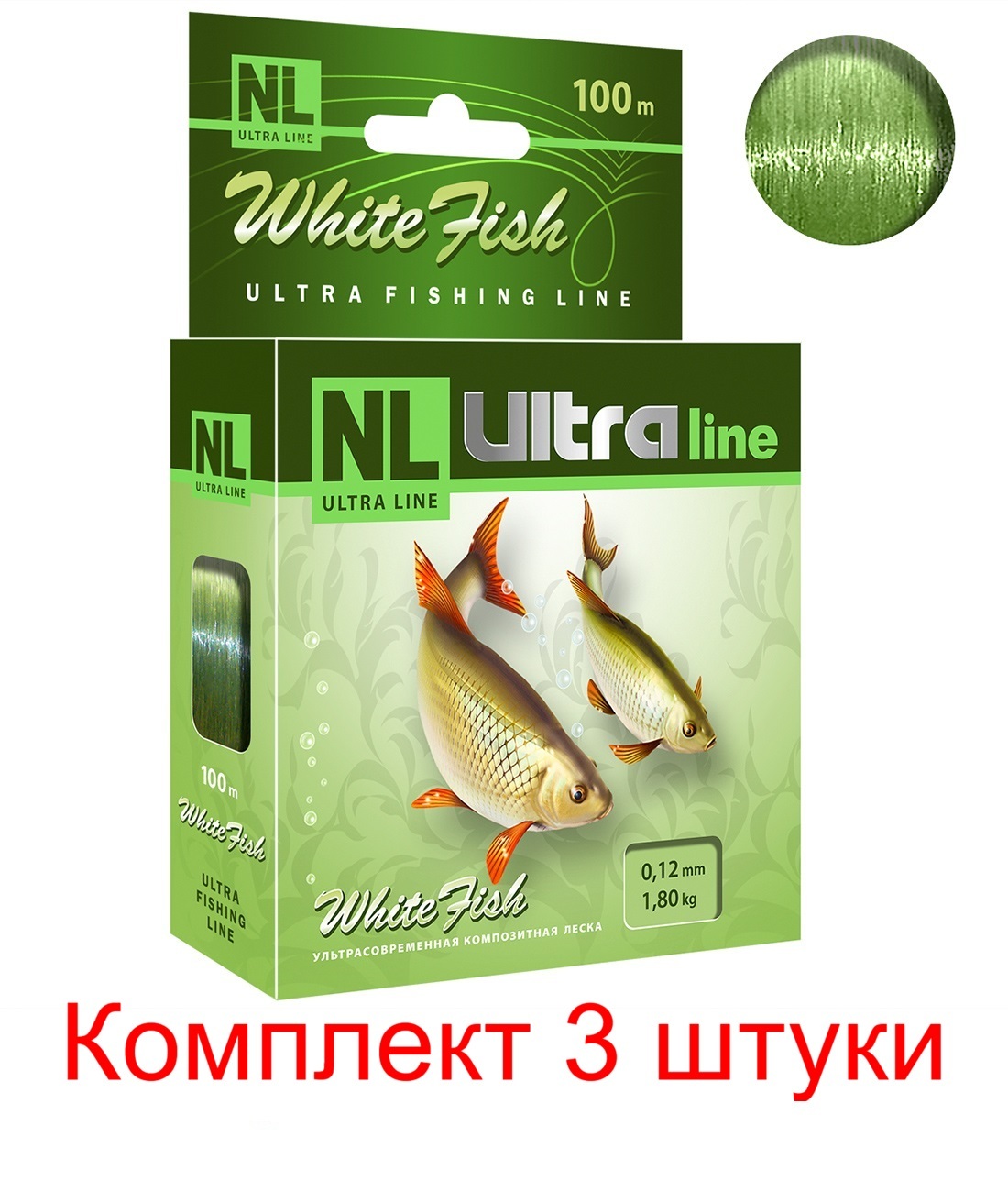 

Монофильная леска AQUA NL ULTRA WHITE FISH (Белая рыба) 100m 0,12mm 3 шт., NL ULTRA WHITE FISH летняя