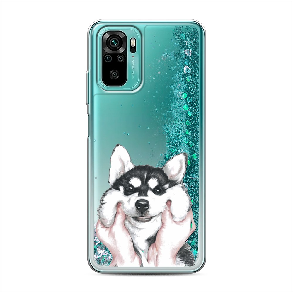 

Жидкий чехол с блестками "Щечки хаски" на Xiaomi Redmi Note 10S
